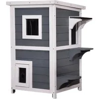 Lovupet Kleintierstall Lovupet Katzenhaus Katzenvilla Katzenhütte 0508/0509, 2 Etagen Indoor und Outdoor, Wetterfest,Tannenholz
