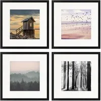 PHOTOLINI Bilderrahmen Sets quadratisch 30x30 cm aus MDF Holz mit Acrylglas & Zubehör, für 4 Bilder (4er Set), 4er Set Schwarz mit Passepartouts für Bilder in 20x20 cm