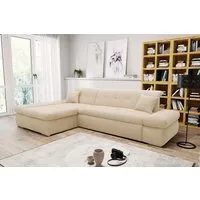 DOMO collection Ecksofa MORIC 300x172 cm, XXL-Sofa mit viel Platz, L-Form, auch in Cord, wahlweise mit Bettfunktion und Armteilverstellung, Cord, Creme