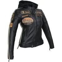 Alpha Speeds Motorradjacke Damen Leder Jacke Biker Freizeit Highway Jacke Braun & Beige aus weichem Lammleder, mit Protektoren & Kapuze