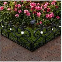 HTI-Living Zierzaun Beetumrandung Nessa Solar Lilie 4-teilig Schwarz, (Set, 4-St., 4 Zaunelemente inkl. Solarbeleuchtung), Beeteinfassung Kunststoff witterungsbeständig