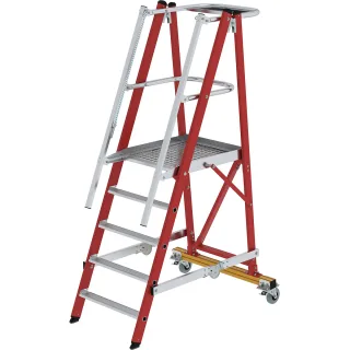 Munk Plattformleiter GFK/Alu klappbar und fahrbar mit GFK-Handlauf - 036325