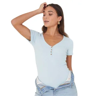 Brave Soul - Bodysuit für Damen, Knopfdetail (Hellblau)