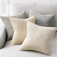 Topfinel Kissenbezug 40x40 4er set Kissenbezüge 50x50 Kordsamt mit Streifen deko Sofa, kissenbezug Neutraler Farbverlauf Schlafzimmer Weich Hautfreundlich