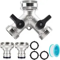 TUWENA Anschlussstück 2 Wege Verteiler Wasser 3/4 zoll,Wasseranschluss Verteiler mit Adapter, Y-Verteiler Zufuhrschlauch Waschmaschine Geschirrspüler Gartenschlauch