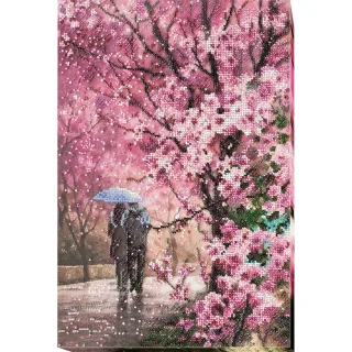 Perlen-Stickbild "Kirschblüte", 26 x 39 cm