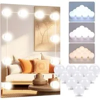 TUWENA LED-Lichtspiegel 3 Farben LED Spiegelleuchte, 9 Helligkeiten Dimmbar Schminklicht (10-St), Schminklicht Spiegellampe, Schminktisch Leuchte mit USB Kabel