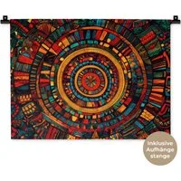 MuchoWow Wandteppich Mandala - Kreise - Muster, Rechteckig, Höhe: 3 mm, Wanddeko Teppich Wohnzimmer, Schlafzimmer, 60x45 cm
