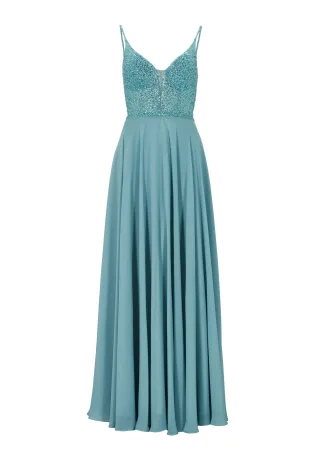 hey kyla - Abendkleid aus Materialmix sea blue - Gr. - 34