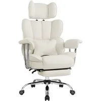 Intimate WM Heart Chefsessel Ergonomischer Bürostuhl, Höhenverstellbar Schreibtischstuhl (Gaming Stuhl mit dickem Kissen), PU-Leder Drehstuhl mit Kopfstützte und Fußstütze