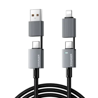 ESSAGER ES-X80 5A 240W USB-A/Type-C to Type-C/iP Cable PD3.0 QC3.0 PPS DCP SCP FCP AFC VOOC Fast Charging Data Transmiss