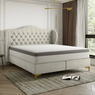 Polsterbett Doppelbett PELAGIO Stoff Whisper Cream 140x200cm inkl. Matratze