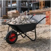 MAXCRAFT Schubkarre Bauschubkarre 250 kg 100 L Gartenkarre Luftbereifung Schwarz / Rot