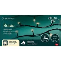 Lumineo LED-Lichterkette Lumineo Lichterkette BASIC 80 LED 6 m warm weiß, schwarzes Kabel, Indoor/Outdoor, dimmbar, 8h-Timer, + 5 m Zuleitung