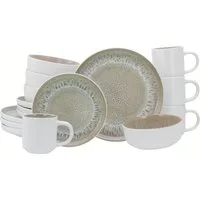 CreaTable Kombiservice Nordic Fjord, Service 16-tlg. (16-tlg), 4 Personen, Steinzeug, Reaktive Glasur, Einzigartiger Look