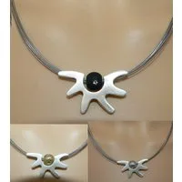 traumschmuck Halsreif 902 a/b 7 reihiger Halsreif mit rhodiniertem Anhänger, (incl. Schmuckbox), handgefertigt, Made in Germany