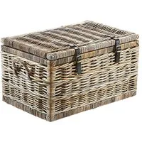 Kobolo Truhe Sitztruhe aus Rattan mit Griffen Kubu Grau 70 cm (1 St), mit Stauraum