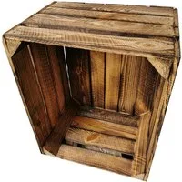 Teramico Holzkiste Obstkiste Vintage Geflammt 50 x 40 x 30cm, Vintage Obstkiste