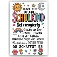 Tigerlino Poster Glückwunschkarte Schulkind Karte Einschulung Schulanfang 1. Klasse