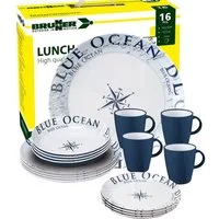 BRUNNER Geschirr-Set BRUNNER Melamin Campinggeschirr Set BLUE OCEAN (8, 12, 16, 36-Teile) (16-tlg)