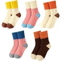 Zaewry Thermosocken 5 Paar Baumwolle knallig bunt gepunktete Damen Socken (5-Paar)