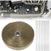 BlingBin Auspuff-Flexrohr Hitzebeständiges Auspuffband aus Basaltfaser,Länge 10M mit Kabelbinder, (1er set, 1-tlg), Auspuffrohr, Thermoband für Fächerkrümmer
