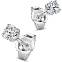 Miore Paar Ohrstecker Damen 9K (375) Weißgold mit Diamanten 0,15 ct oder 0,25 ct, 2,5 x 2,5mm oder 3 x 3mm