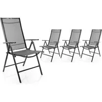 BigDean Gartenstuhl 4 Stück Balkonstühle dunkelgrau 120 kg belastbar 7-fach Verstellbar (Set, 4 St), Ergonomisches Design, Robustes Material, Atmungsaktives Gewebe