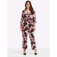 Sheego Jumpsuit Jumpsuit Kurzarm Innenbeinlänge ca. 81 cm
