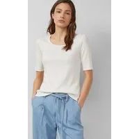 s.Oliver Kurzarmshirt T-Shirt Geripptes T-Shirt im Slim Fit mit Stickerei