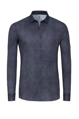DESOTO - Casual Kent 1/1 navy denim - Gr. - XL