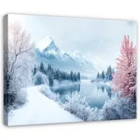 Wallarena Leinwandbild Berge Landschaft - Blau - Modern - Wohnzimmer, Berge, 40x30x2cm