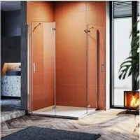 SONNI Eckdusche Duschkabine Sicherheitsglas Scharniertür Dusche Eckeinstieg 195cm, BxT: 80x80 cm, Duschabtrennung Nano Glas