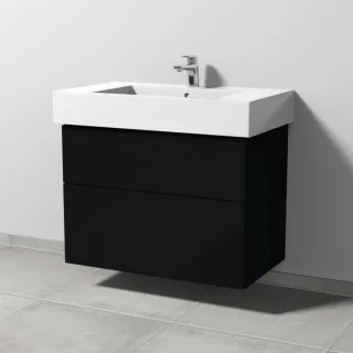 Sanipa 3way Waschtischunterbau zu Duravit Vero Waschtisch mit 2 Auszügen, Schwarz-Matt SF71808