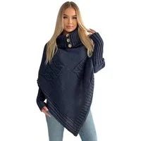 Mississhop Strickponcho Poncho Strick Sweatshirt Pullover Umhang Überwurf