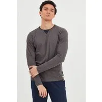 Blend Rundhalsshirt BHLeonas (1-tlg) Klassisches Langarmshirt mit Rundhalsausschnitt in Double-Layer-Optik