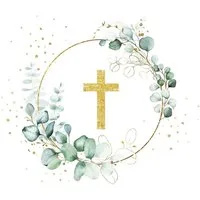Serviettenshop Papierserviette 20 Servietten Eucalyptus Golden Cross - Goldenes Kreuz 33x33cm, (20 St)