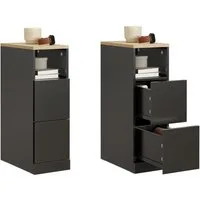 SoBuy Nachttisch FBT149, Nachtschrank Beistelltisch Nachtkommode Couchtisch, Holz, Nachttisch schmal, mit 2 Schubladen und Ablage, 1er Set/2er Set, Weiß