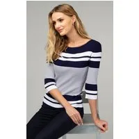 Passioni 3/4 Arm-Pullover mit weißen Kontraststreifen