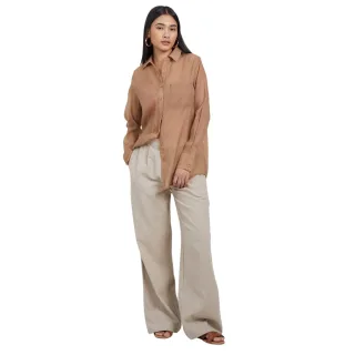 Brave Soul - Hemd für Damen, Mit Kragen, Langärmlig (Beige)