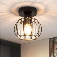 Nettlife Deckenleuchte retro Schwarz Kristall Modern E27 Küchenlampe Metall, LED wechselbar, Innen Deckenbeleuchtung für Korridor Balkon flur küchen