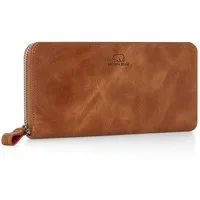 Brown Bear Geldbörse Damen Echt Leder Portemonnaie RFID Portmonee viel Kartenfächer Vintage, mit RFID-Schutz und 13 Kartenfächern Farbe Vintage-Cognac