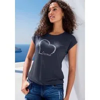 LASCANA Kurzarmshirt mit Lascana Herz Print Sommershirt aus luftigem Viskose-Stretch