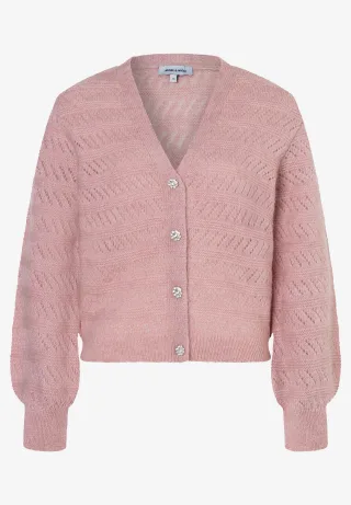 MORE & MORE - Ajour-Cardigan mit Glanzknöpfen rosa - Gr. - 40