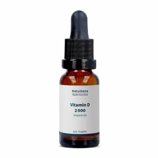 NatuGena Vitamin D 2000 | 15 ml | hochdosiert mit 2000 IE Vitamin D3 pro Tropfen | in MCT-Kokosnuss-Öl | vegetarisch