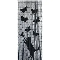 Maximex Türvorhang Modell Katze und Schmetterling (1 St), Hakenaufhängung, abdunkelnd, Insekten- und Sichtschutz aus Bambus, für Balkon oder Terrasse