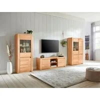 OTTO home Wohnwand BURANO 3-teilig, Lowboard mit Kabeldurchführung, 290cm Breite, (Set, 3-St), Fronten aus Massivholz, Korpus aus Melamin, verstellbare Einlegeboden