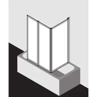 Kermi Vario 2000 Faltwand V2FW30651412K über Badewanne, 156x140cm, Kunstglas