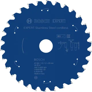 Bosch EXPERT Stainless Steel Kreissägeblatt, 136x20 mm, Z30 - 2608902132