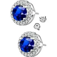 Limana Paar Ohrstecker runde 925 Silber kleine blaue Ohrringe Schmuck für Frauen Damen Mutter (Weihnachtsgeschenk, Silberschmuck inkl. Dose), Weihnachten Geburtstag Muttertag Geschenk für Ehefrau Freundin Oma
